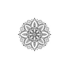 Black mandala vector illustration of a snowflake