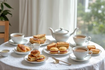 Traditional Teatime Arrangement featuring Antique Crockery