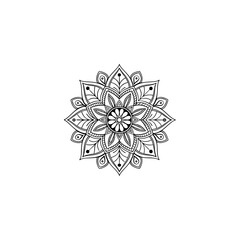 Mandala vector snowflake isolated on white