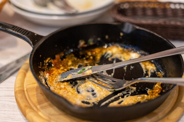 dirty dishes on the table