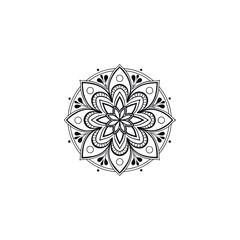 Black silhouette mandala vector round lace ornament