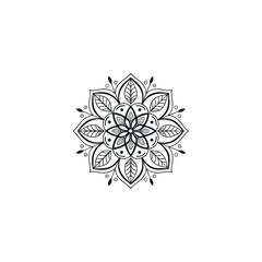Black silhouette mandala vector floral background