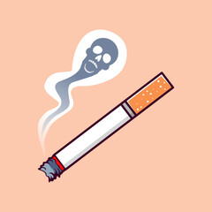 Simple illustration of a cigarette with smoke