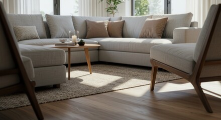 Living Room Interior Design with Sofa and Armchair