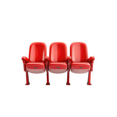 Obraz premium Three Empty Red Stadium Seats Isolated on Transparent Background