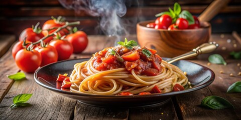 Authentic Bucatini all'Amatriciana Pasta Dish, Traditional Italian Recipe