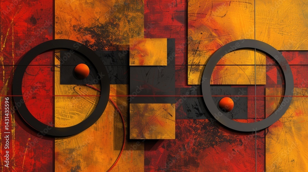 Poster the abstract picture of the red shape repetitive pattern polygon geometry in the background, geometr