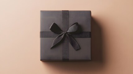 Elegant Gift Presentation: A sophisticated present wrapped in charcoal adorned with a classic bow Minimalist style.