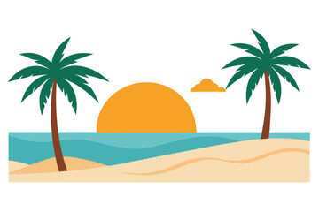 Fototapeta premium a-serene-beach-scene-with-the-last-rays-of-the-sun.eps