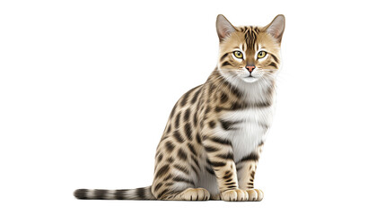 Obraz premium A Calm and Serene Cat Sitting Gracefully Against a Pure White Background Ideal for Pet Lovers and Cat Enthusiasts Captured in Perfect Detail
