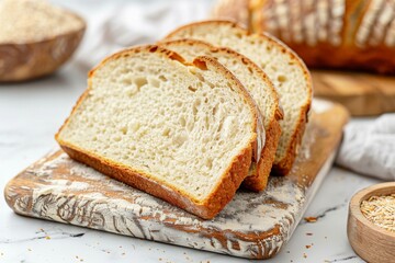 Handcrafted sourdough bread boasts a sturdy, rustic texture with a chewy crumb
