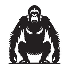 Bold orangutan silhouette vector designed for high-contrast designs – orangutan silhouette – orangutan vector – orangutan illustration – silhouette of orangutan – orangutan icon

