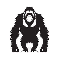 Obraz premium Majestic orangutan silhouette vector with defined details – orangutan silhouette – orangutan vector – orangutan illustration – silhouette of orangutan – orangutan icon