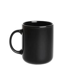 Black ceramic mug isolated on transparent background