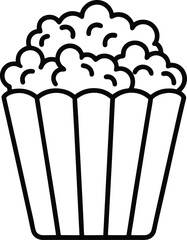 popcorn basket outline vector illustration on white background