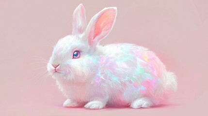Obraz premium Pastel Pink, Magical White Bunny