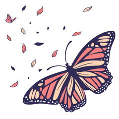 Monarch butterfly silhouettes collection, vector illustration