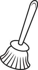 plastic toilet brush line art, black outline, vector and illustration, coloring book page line art drawing