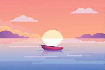 a-small-boat-drifting-along-the-water-at-sunset--w.eps