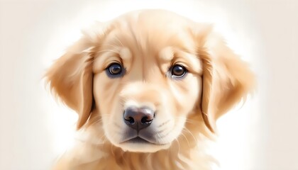 Golden retriever dog smiling in bright studio portrait