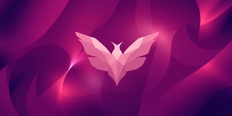 Naklejka premium A stylized bird logo on a purple gradient background with light reflections and shadows