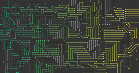 Abstract technology green gradient lines circuit cyber pattern on black background vector