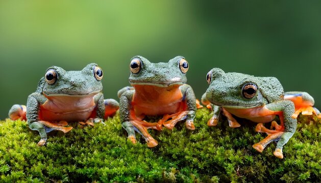 three theloderma corticale vietnamese mossy frog juvenile on moss mossy tree frog camouflage on moss mossy tree frog on moss