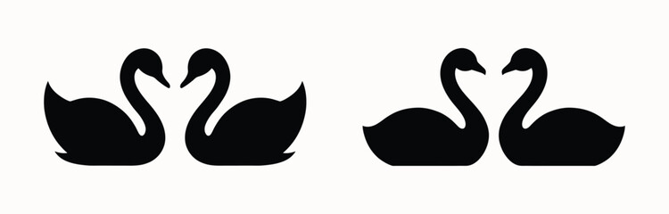Swan Silhouette Icon Set – Elegant Bird Vector Illustrations for Wedding, Love, and Nature Designs