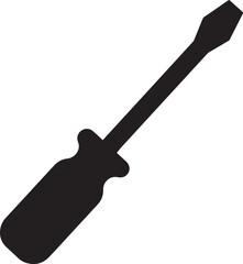 Slotted common blade screwdriver vector icon silhouette