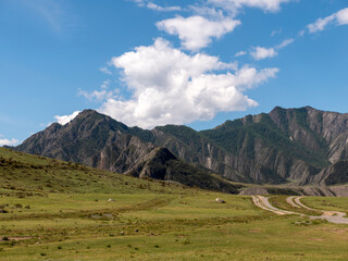 Beautiful winter landscape with snow covered mountain peaks
