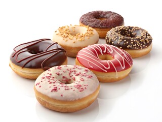 Assorted Glazed Donuts on White, High Resolution Stock Photo