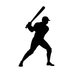 Dynamic vector of a baseball batter mid-swing, ideal for sports branding, t-shirt prints, and athletic illustrations. Clean lines and isolated for easy customization.