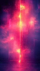 Abstract blurred background with pink purple and yellow light effects and textures.