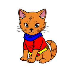 animal, cat, cute, pet, feline, kitty, isolated, happy, background, domestic, portrait, looking, design, kitten, adorable, illustration, tabby, white, face, funny, white background, vector, fur, ginge