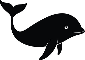 Black silhouette vector of a Whale 