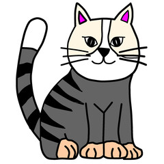 animal, cat, cute, pet, feline, kitty, isolated, happy, background, domestic, portrait, looking, design, kitten, adorable, illustration, tabby, white, face, funny, white background, vector, fur, ginge