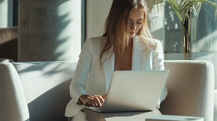 Businesswoman Working on Laptop