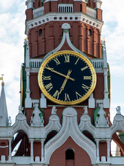Spasskaya Tower of Moscow Kremlin at Red Square in Moscow Russia