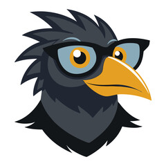 Bird head with glass