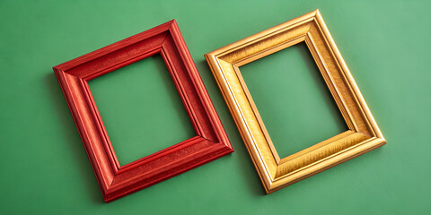 Fototapeta premium Two red and golden picture frames