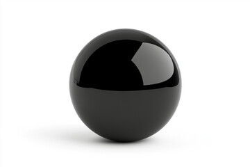 Smooth black sphere reflecting light on a white background creating a minimalist design