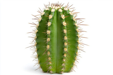 Naklejka premium Green cactus with spines standing upright against a plain background in natural light