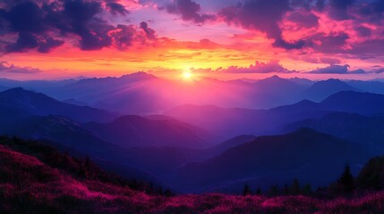 Fototapeta premium Majestic sunset over high altitude clouds high resolution HD photo