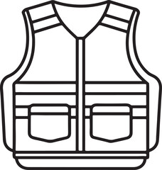 bullet proof vest line art, black outline, vector and illustration, coloring book page line art drawing