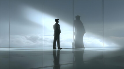 whose reflection in a window shows a completely different person.