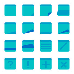 Stickers mockup with rounded corners. Set of stickers with rounded corners. A blue sticky notes with rounded corners. Blue sticky notes with rounded corners isolated on transparent.