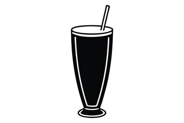 milkshake glass silhouette vector illustration