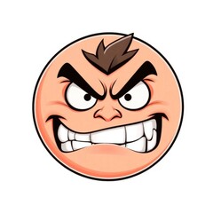 Angry Cartoon Face: Glaring Eyes, Frowning Brow, Aggressive Grin