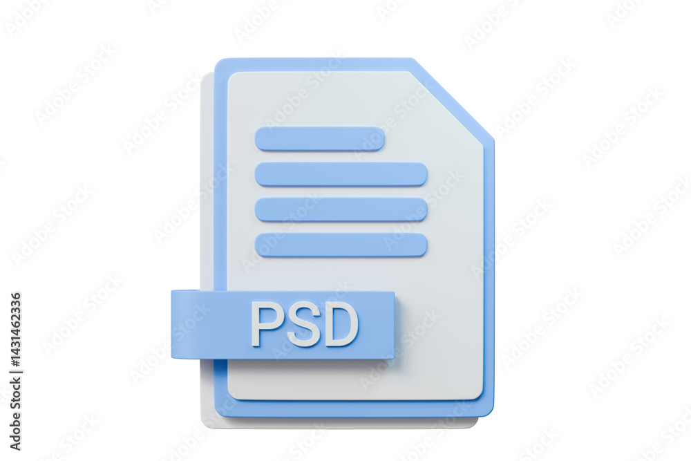 Poster 3d file folder document psd icon. minimal word psd sheet presentation document icon. document form. 