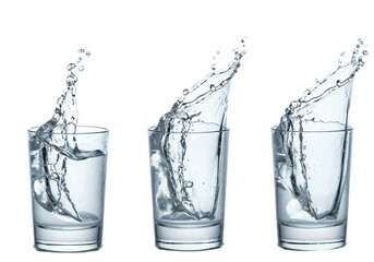 Water Splash in Glasses: High-Resolution Image
